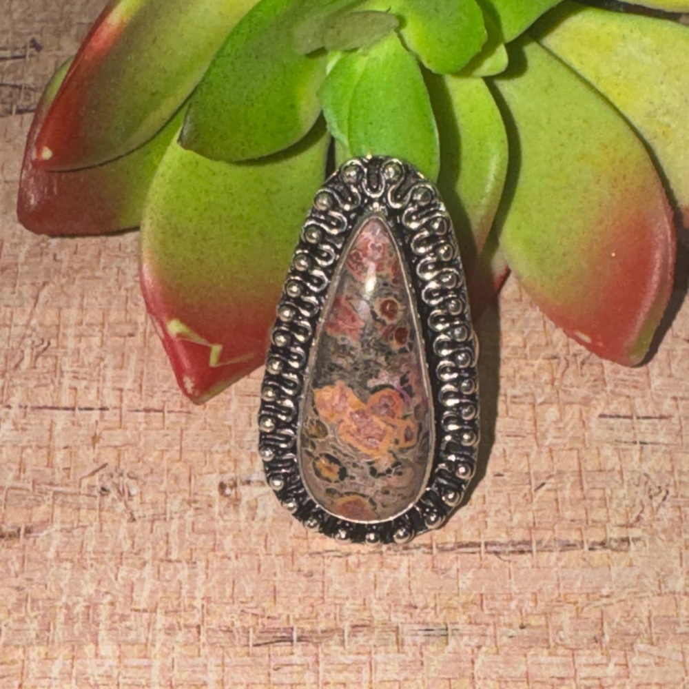 Silver Crazy Lace Agate Ring - image 2